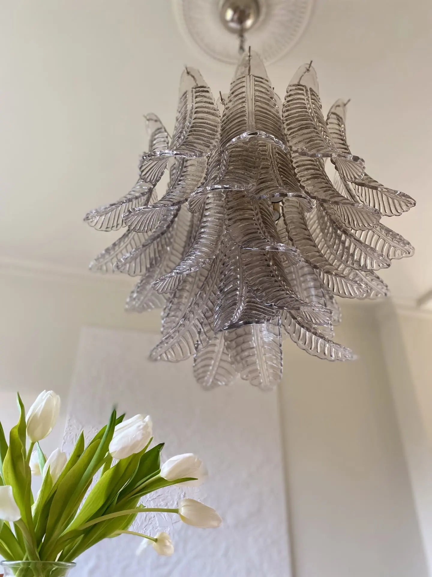 Folia Art 36 Glass Leaves Chandelier– Smoked