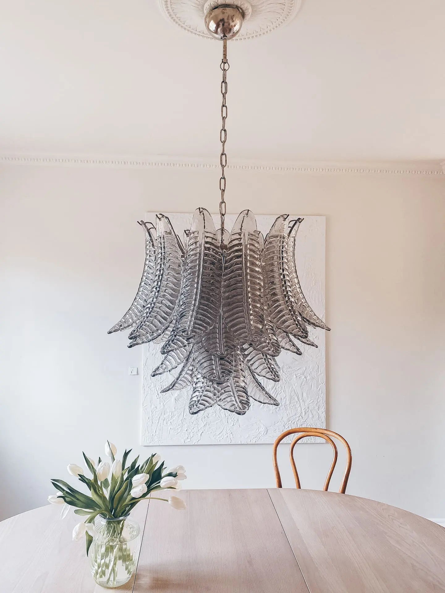 Folia Art 36 Glass Leaves Chandelier– Smoked