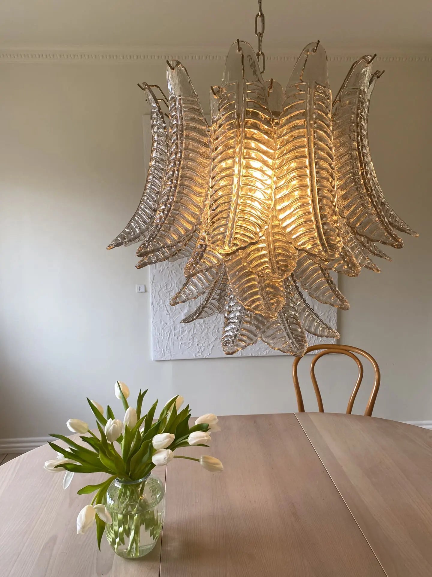 Folia Art 36 Glass Leaves Chandelier– Smoked