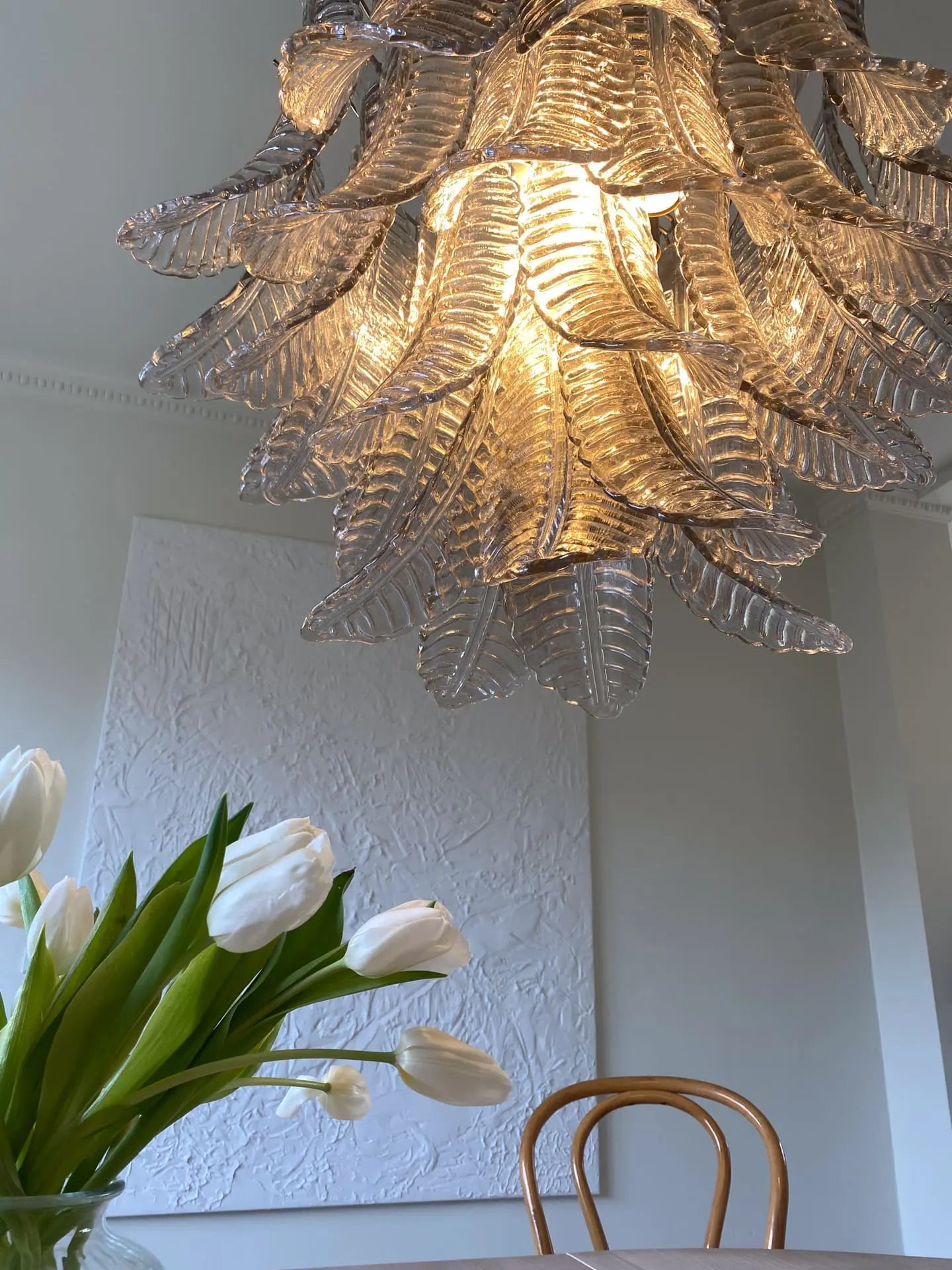 Folia Art 36 Glass Leaves Chandelier– Smoked