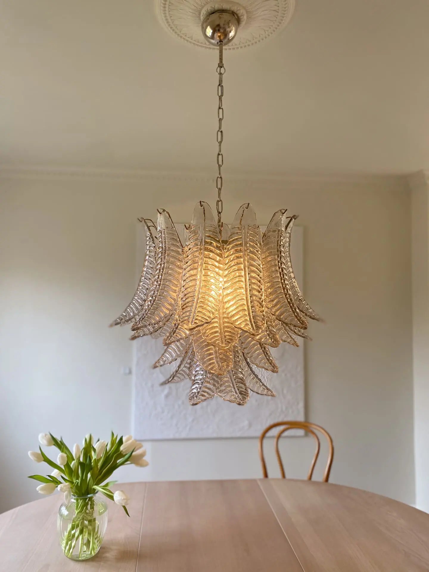 Folia Art 36 Glass Leaves Chandelier– Smoked