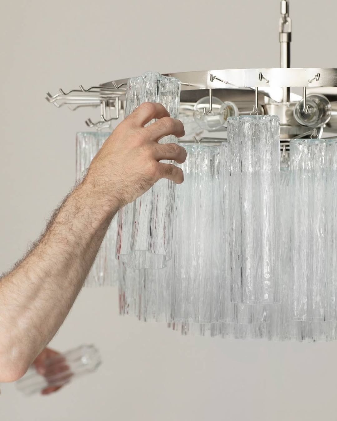 Pastel Art Glass Chandelier – 101 Tuber – Transparent