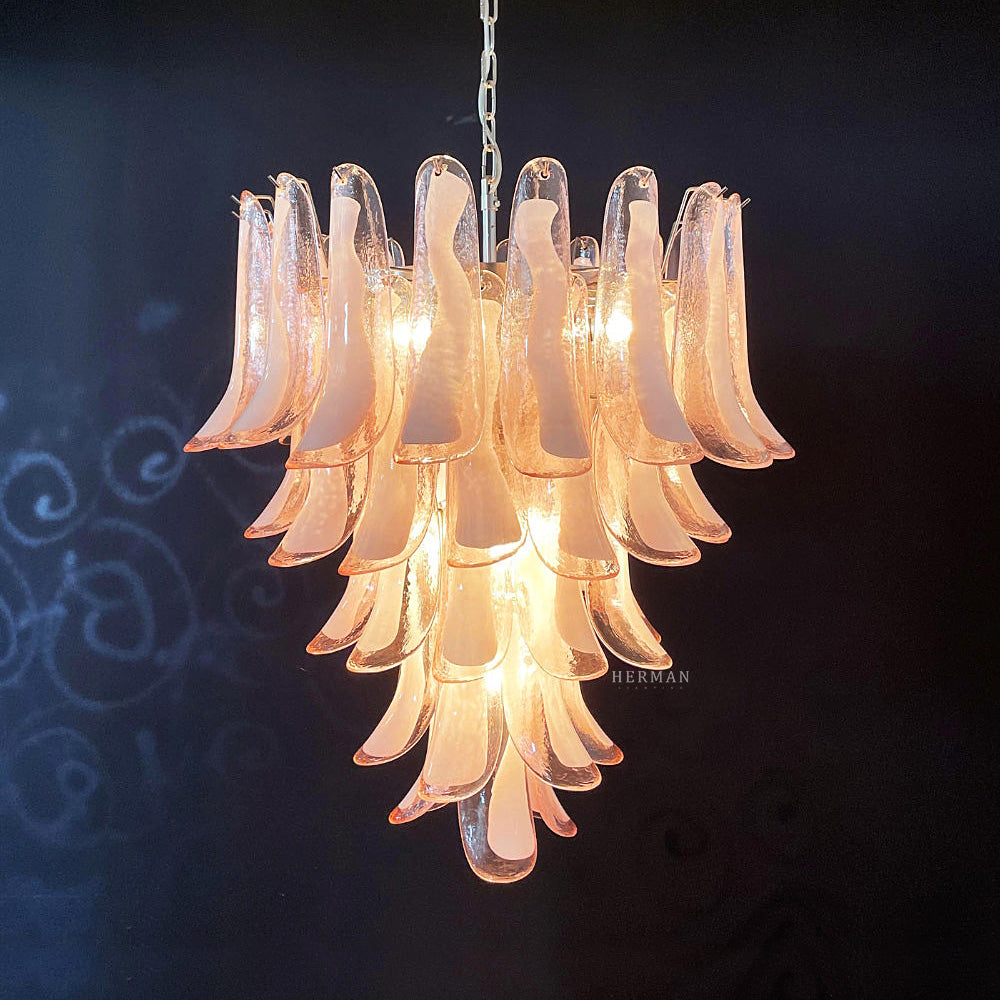 Anthesis Art Glass Chandelier – 52 petals – Pink