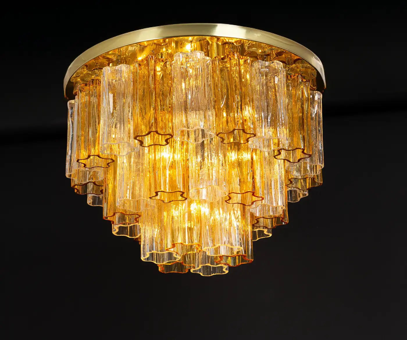 Pastel Art Light Yellow Glass Flush Mount