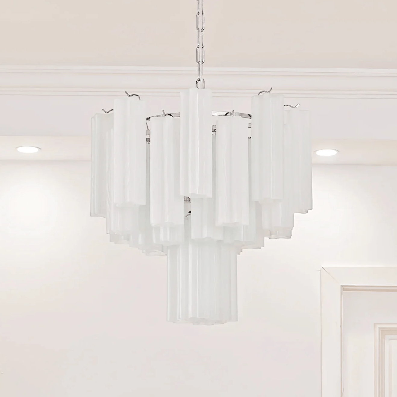Pastel Art Glass Tubes Chandelier