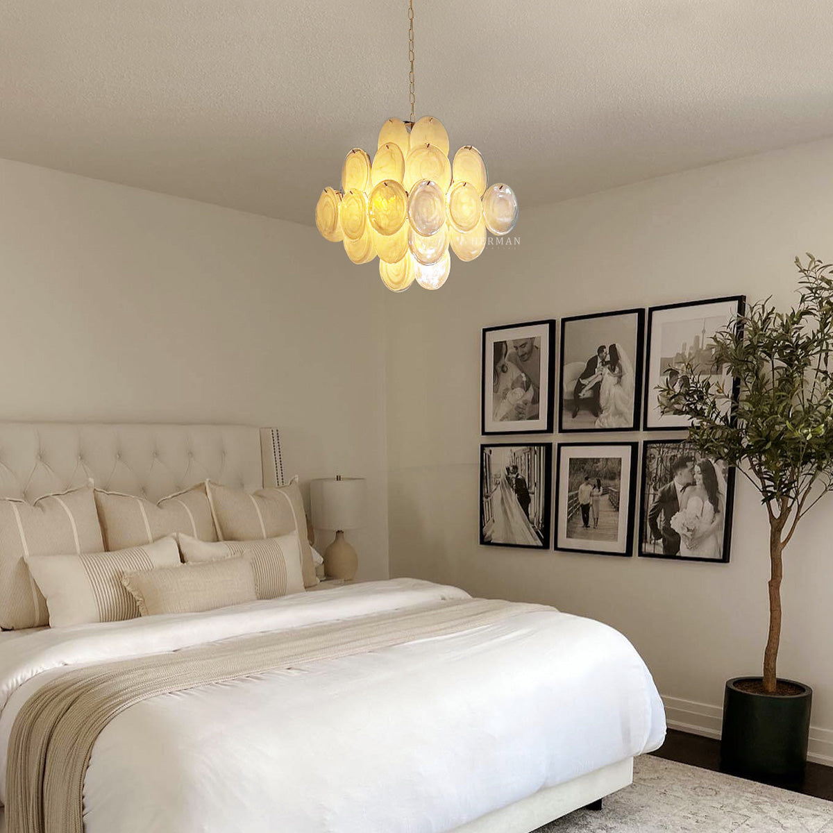 Cobalt Aura Glass Disc Chandelier---White