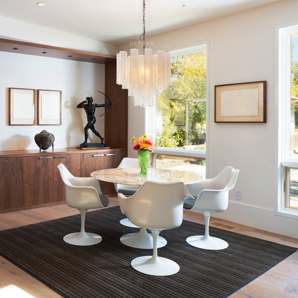 Pastel Art Glass Chandelier 22.8″– 36 Tubes