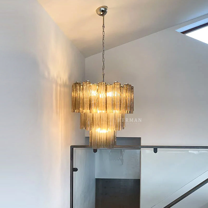 Pastel Art Smoked Glass Chandelier 25.5" – 48 Tubes