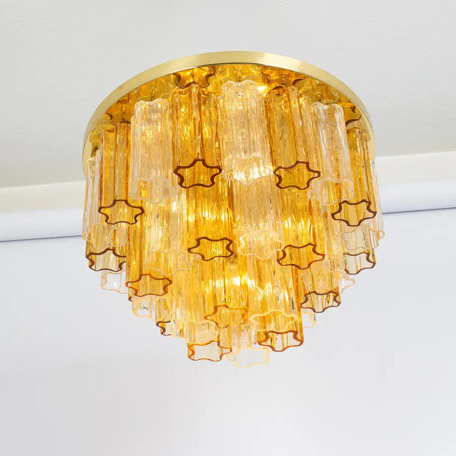 Pastel Art Light Yellow Glass Flush Mount
