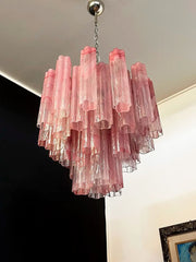 Pastel Art Pink Glass Chandelier 22" - 36 Tubes