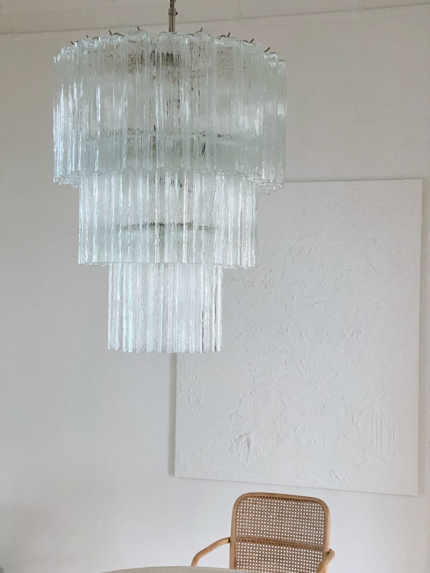 Pastel Art Glass Transparent Chandelier – 52 Tubes