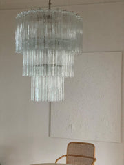 Pastel Art Glass Transparent Chandelier – 52 Tubes