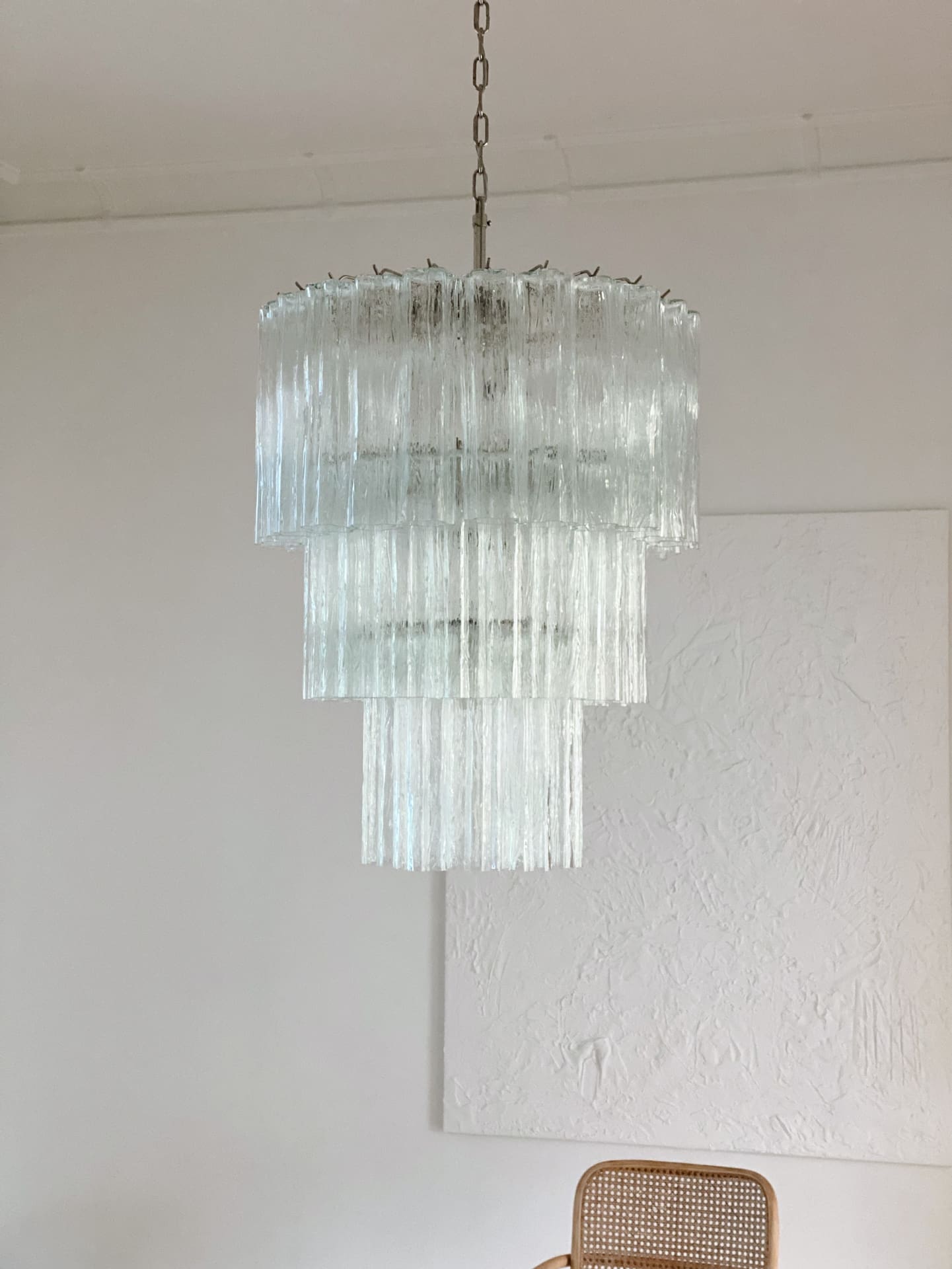 Pastel Art Glass Transparent Chandelier – 52 Tubes