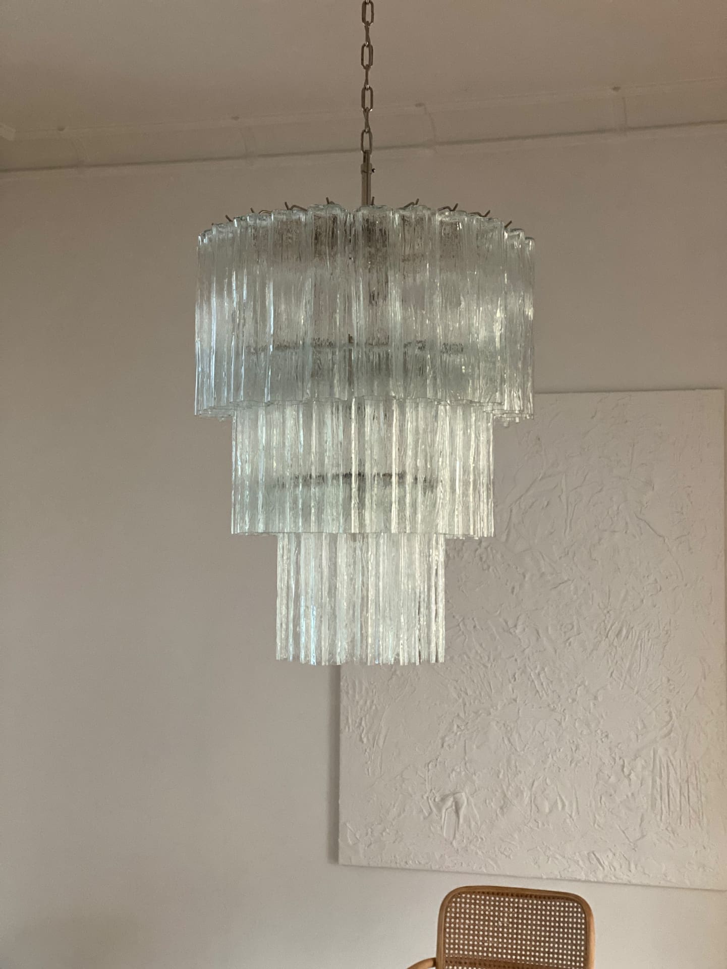 Pastel Art Glass Transparent Chandelier – 52 Tubes