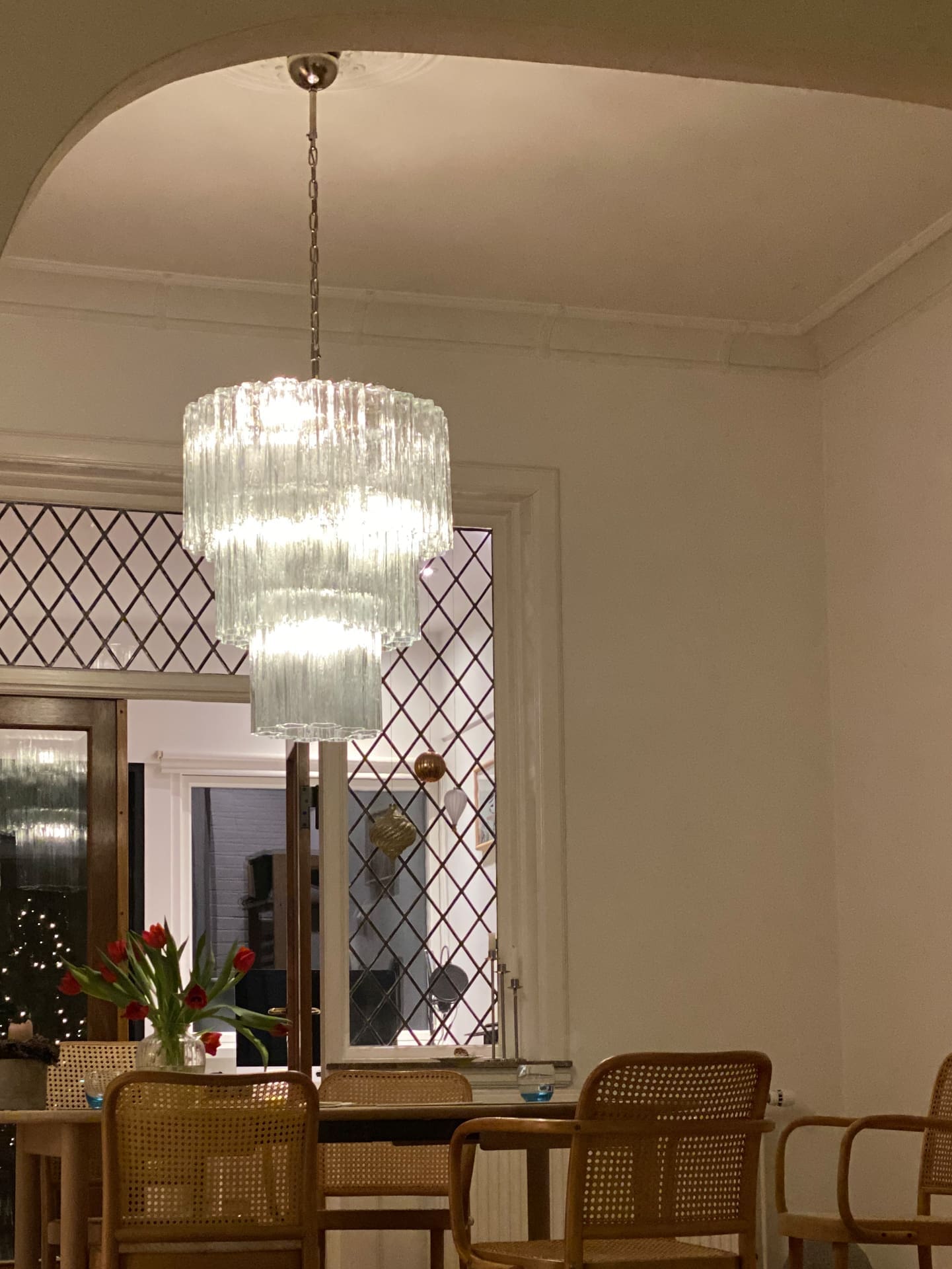 Pastel Art Glass Transparent Chandelier – 52 Tubes