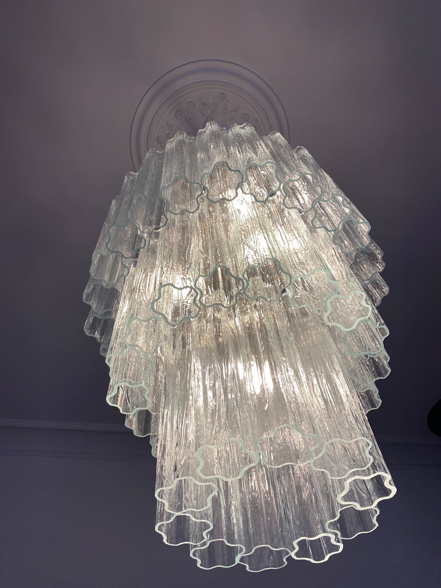 Pastel Art Glass Transparent Chandelier – 52 Tubes