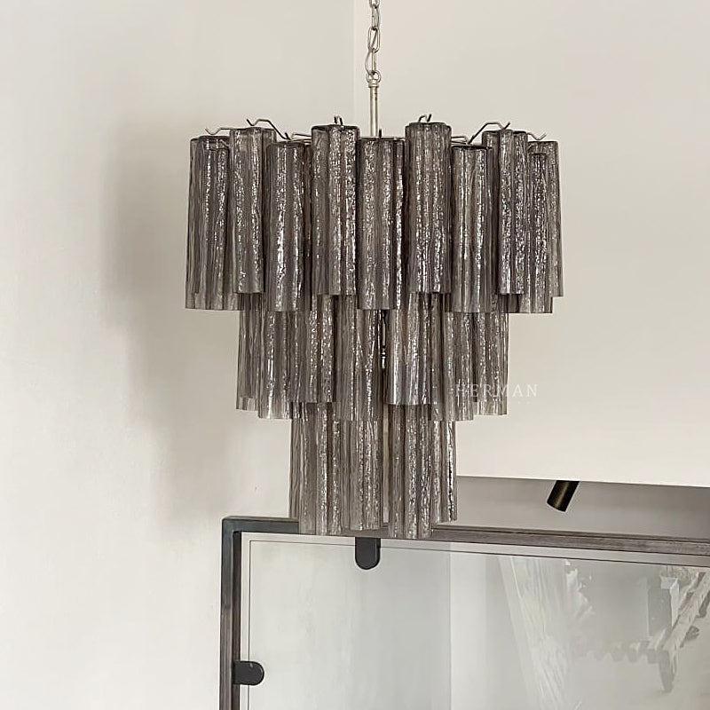 Pastel Art Smoked Glass Chandelier 25.5" – 48 Tubes