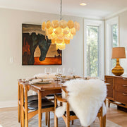 Cobalt Aura Glass Disc Chandelier---Gold