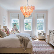 Cobalt Aura Glass Disc Chandelier---Pink