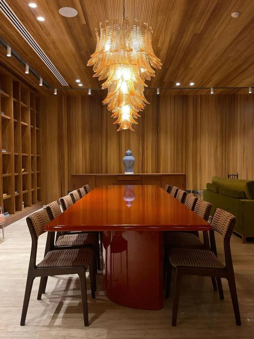 Folia Art 52 Glass Leaves Chandelier– Amber