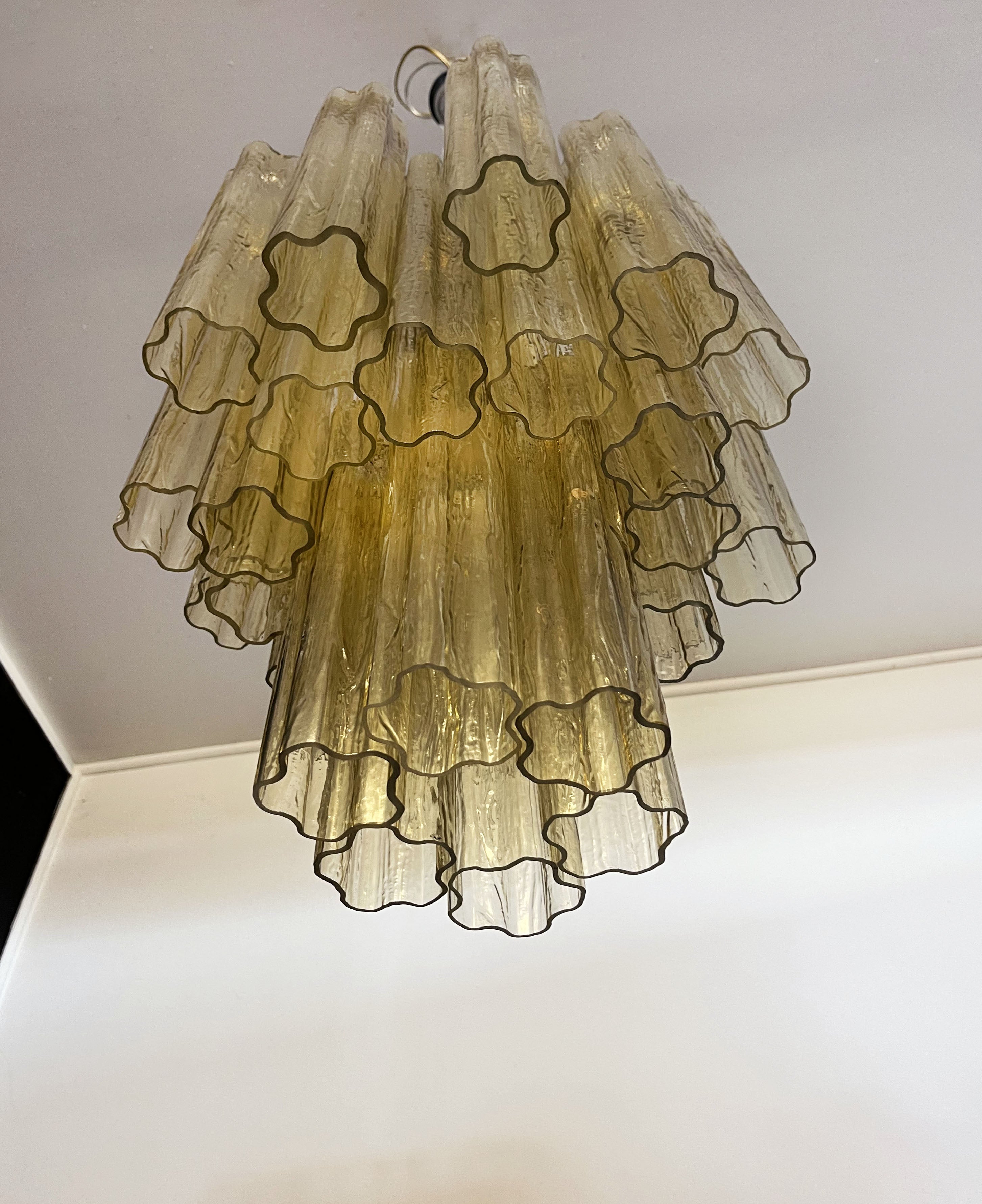 Pastel Art Yellow Glass Chandelier - 30 Tubes