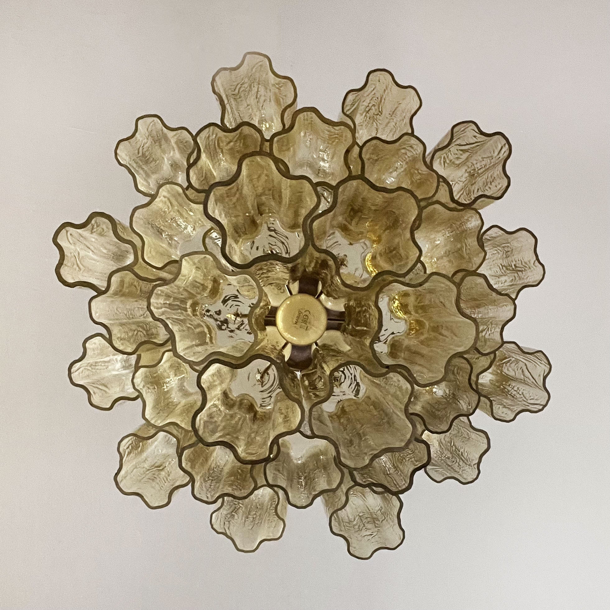 Pastel Art Yellow Glass Chandelier - 30 Tubes