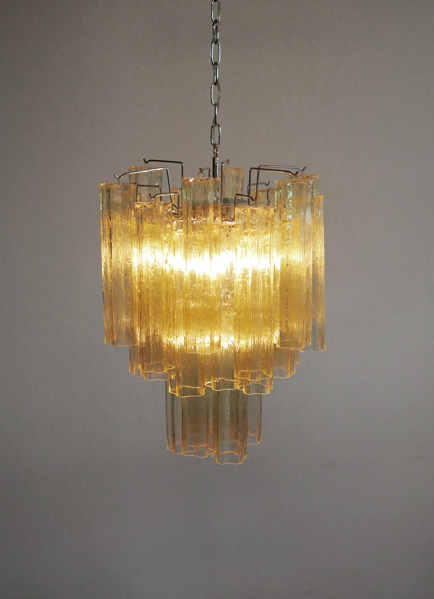 Pastel Art Yellow Glass Chandelier - 30 Tubes