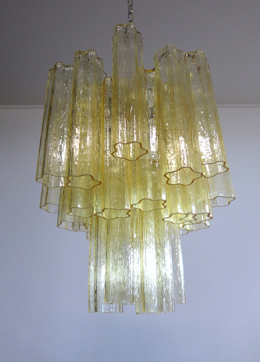 Pastel Art Yellow Glass Chandelier - 30 Tubes