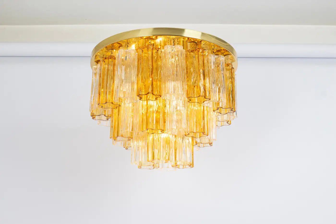 Pastel Art Light Yellow Glass Flush Mount