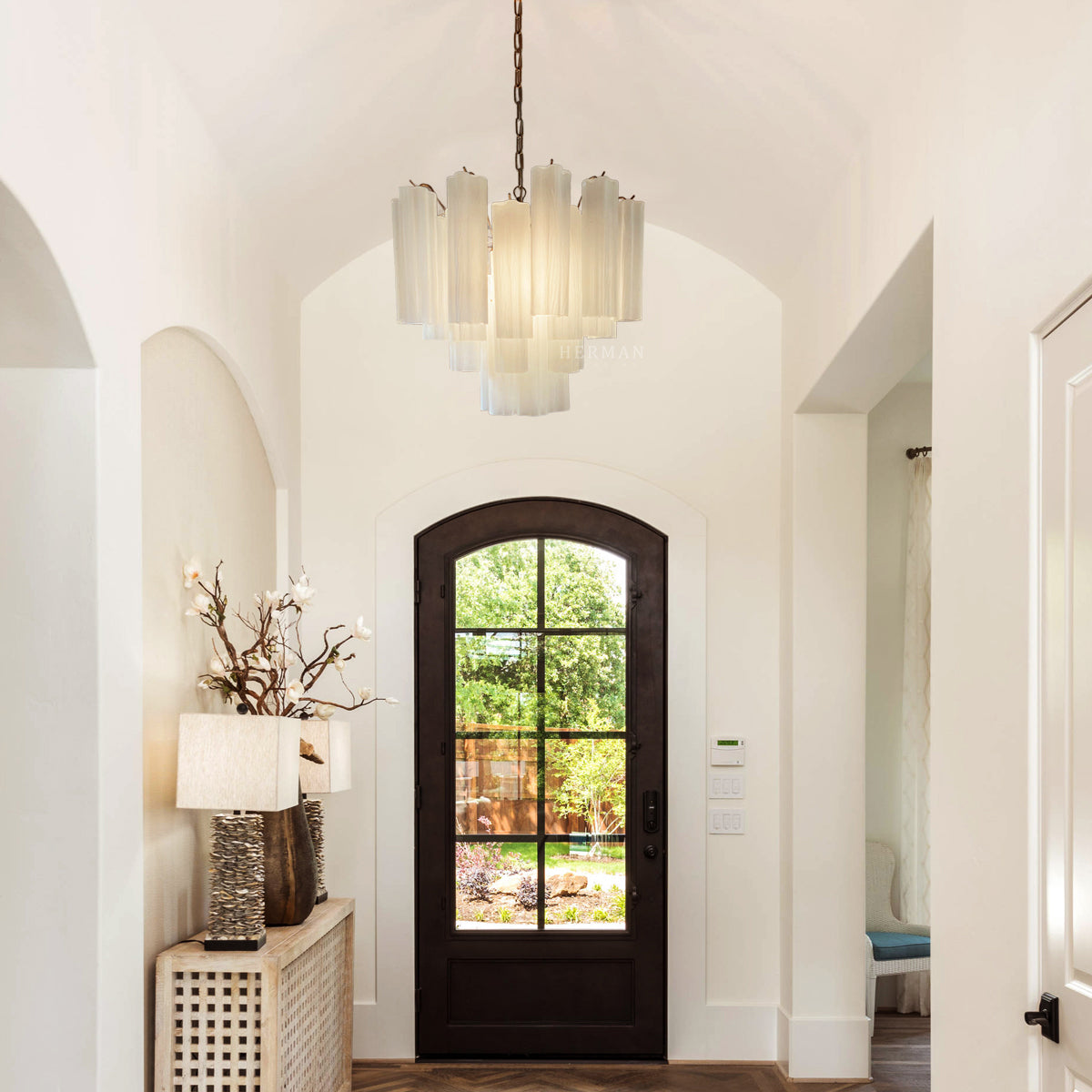 Pastel Art Matte white Glass Chandelier – 36 Tubes