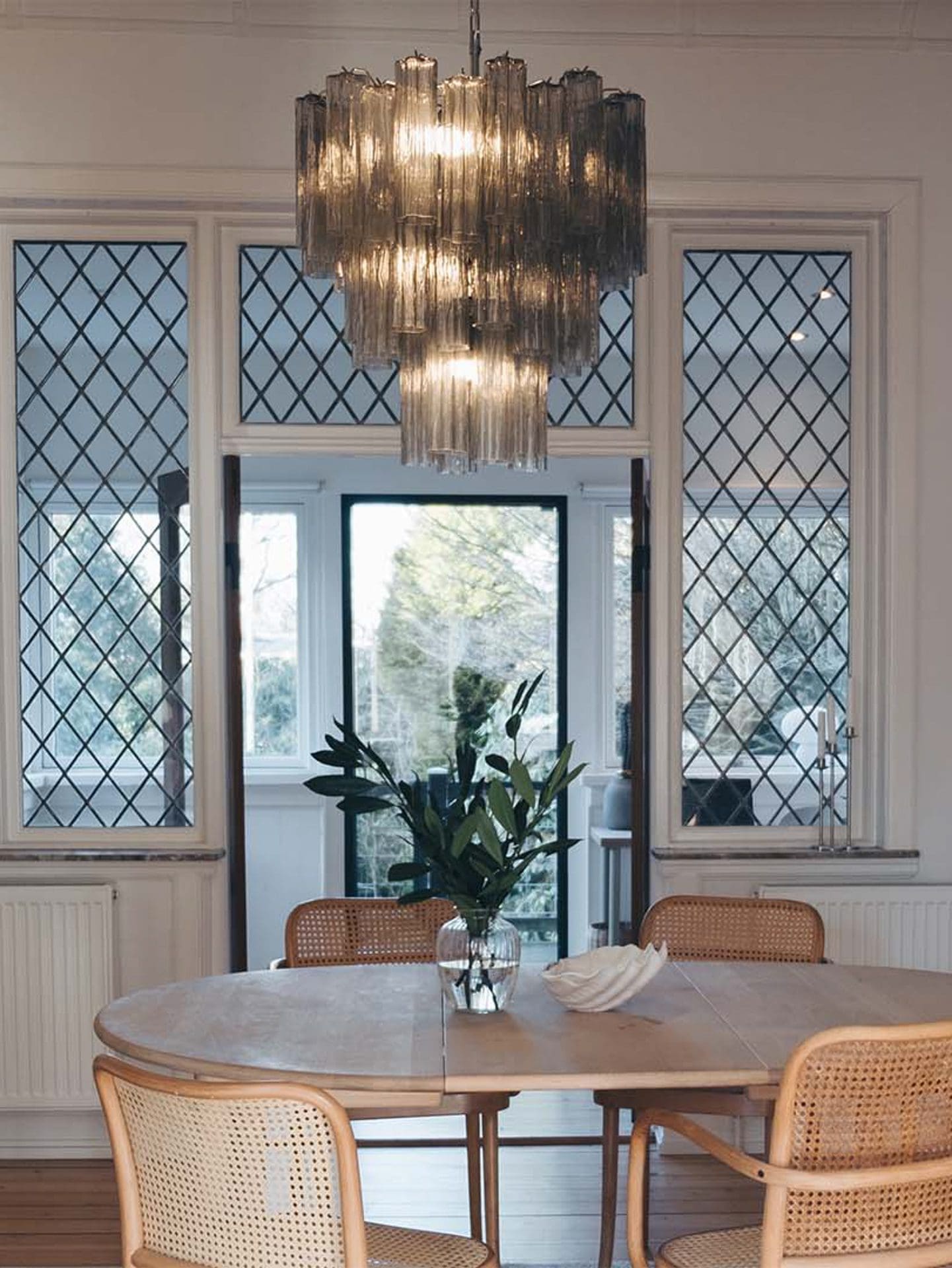 Pastel Art Smoked Glass Chandelier 25.5" – 48 Tubes