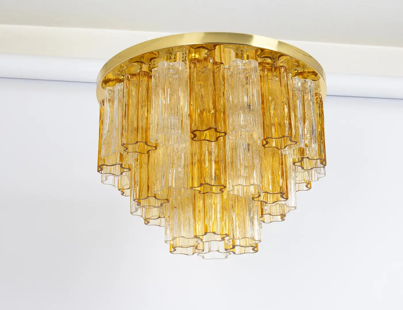 Pastel Art Light Yellow Glass Flush Mount