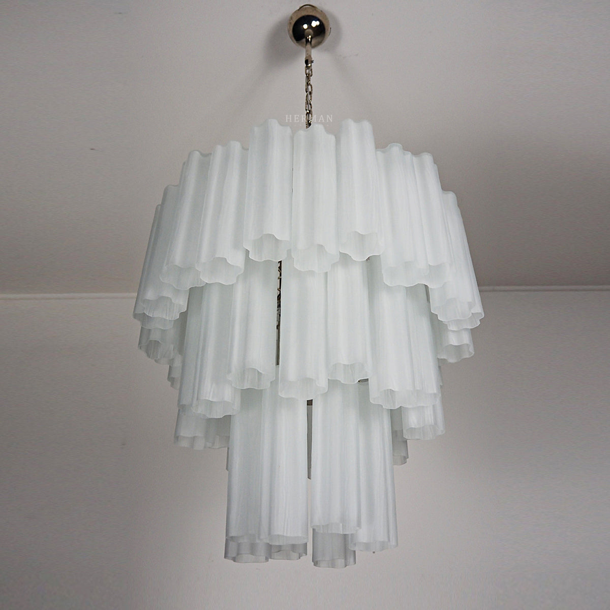 Pastel Art Matte White Glass Chandelier – 48 Tubes