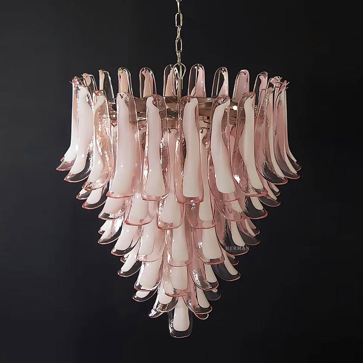 Anthesis Art Glass Chandelier – 52 petals – Pink