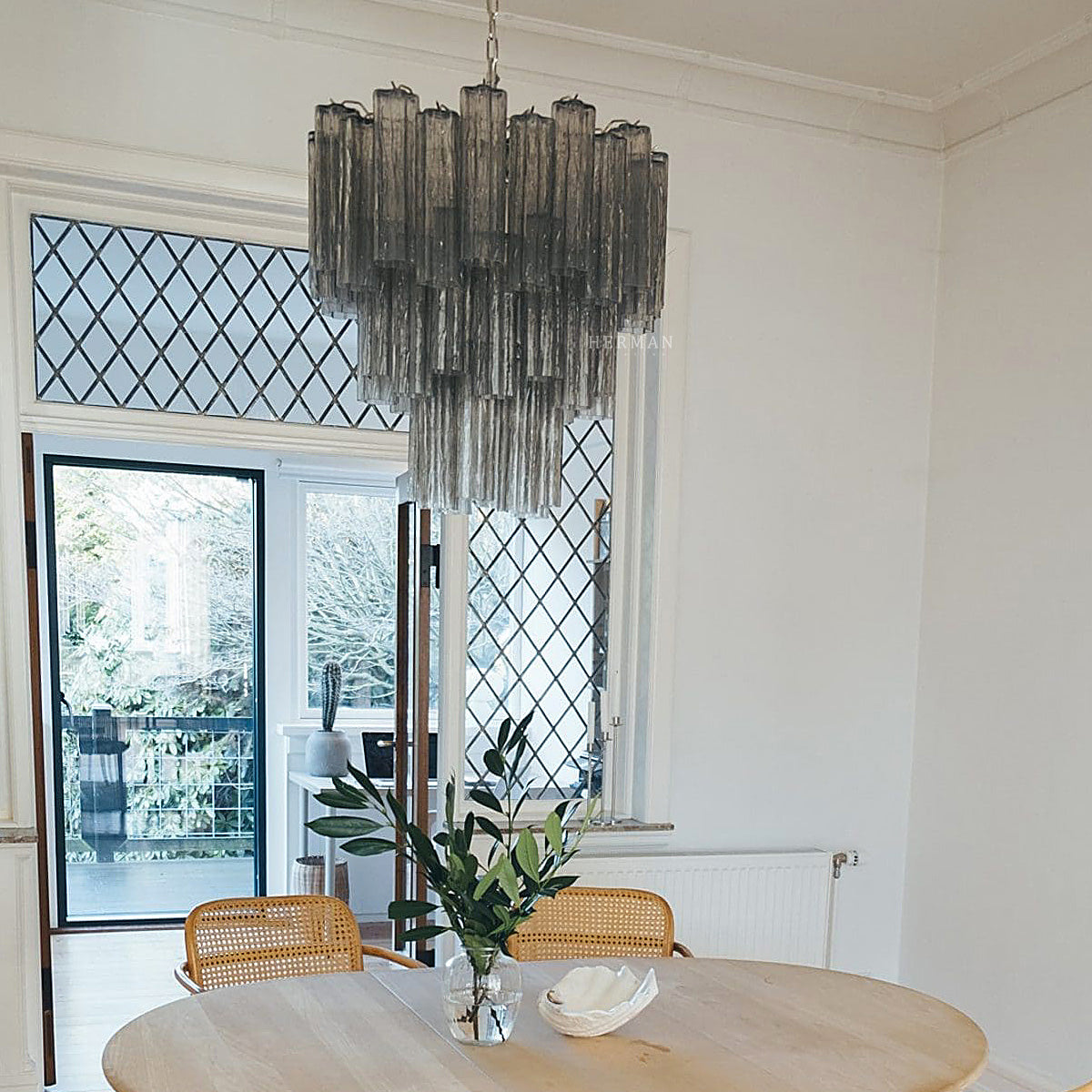Pastel Art Smoked Glass Chandelier 25.5" – 48 Tubes