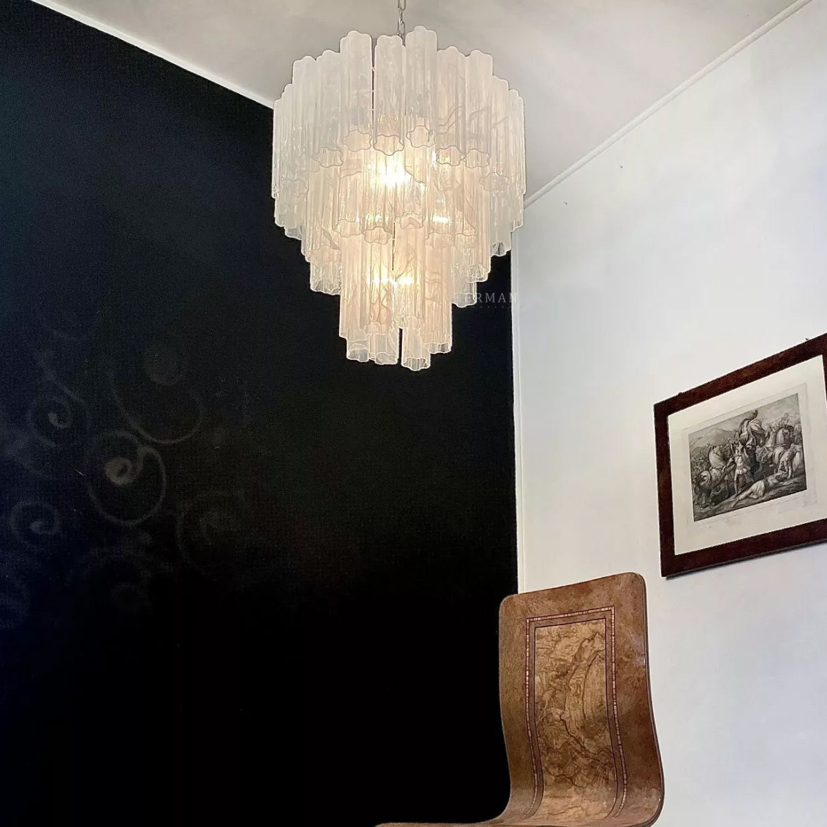 Pastel Art Glass Chandelier 25" – 48 tubes