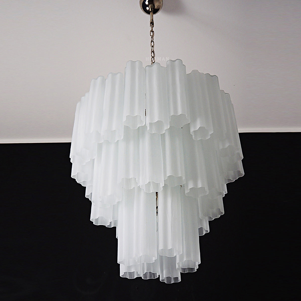 Pastel Art Matte White Glass Chandelier – 48 Tubes
