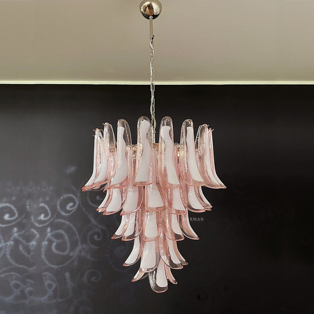 Anthesis Art Glass Chandelier – 52 petals – Pink