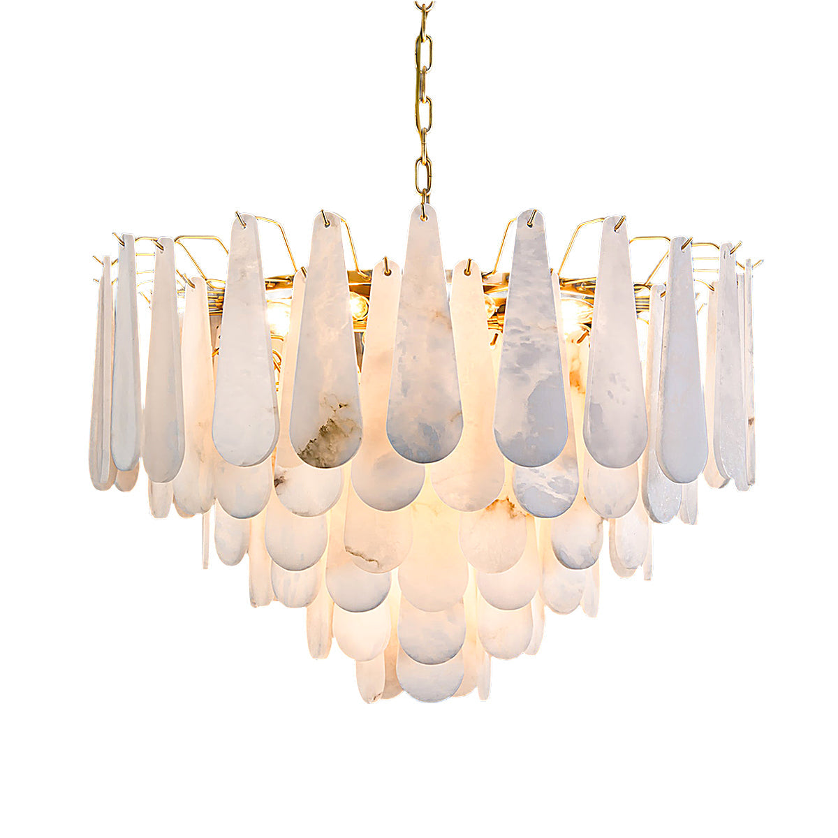 Alabaster Feathery Chandelier 21.7" D 31.5" D