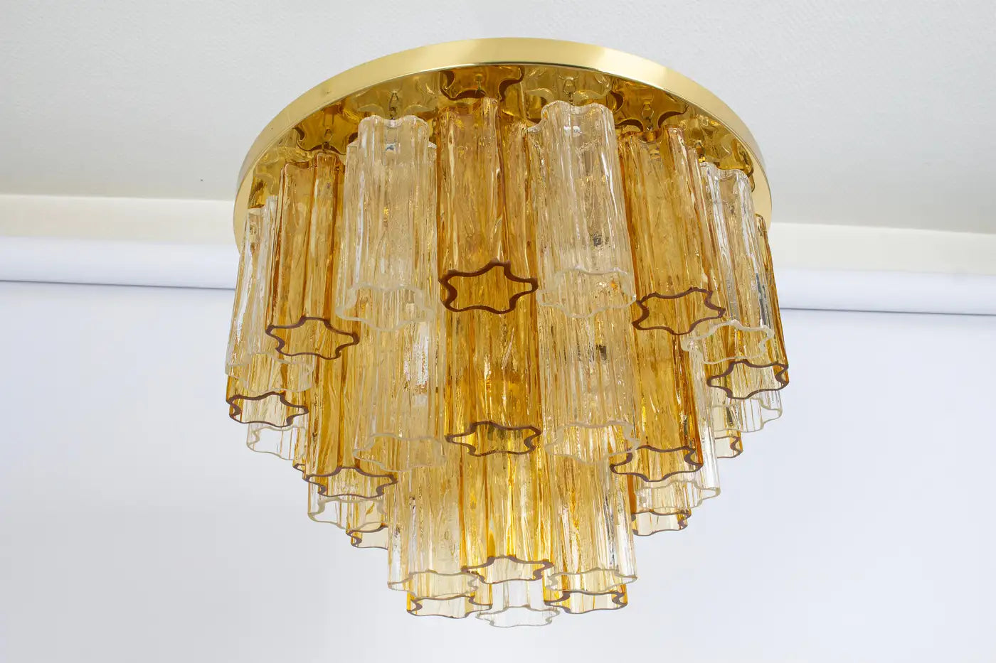Pastel Art Light Yellow Glass Flush Mount
