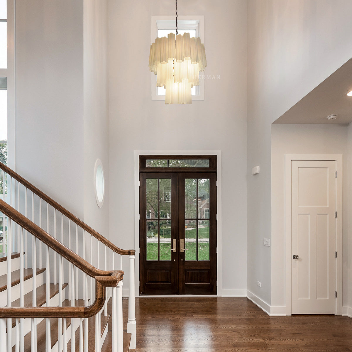 Pastel Art Matte White Glass Chandelier – 48 Tubes