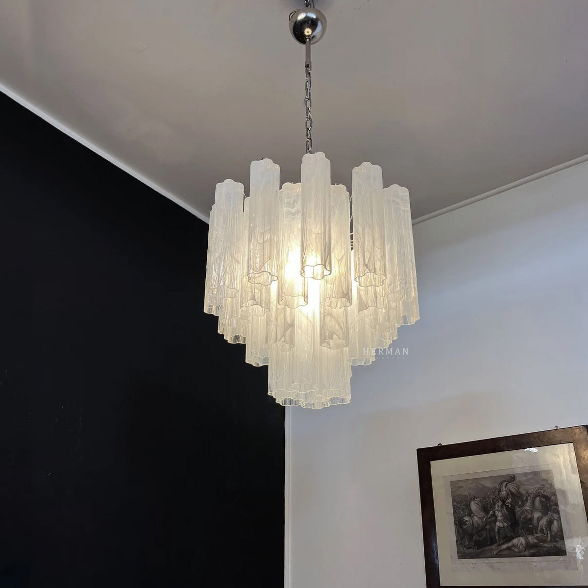 Pastel Art Glass Chandelier 22.8″– 36 Tubes