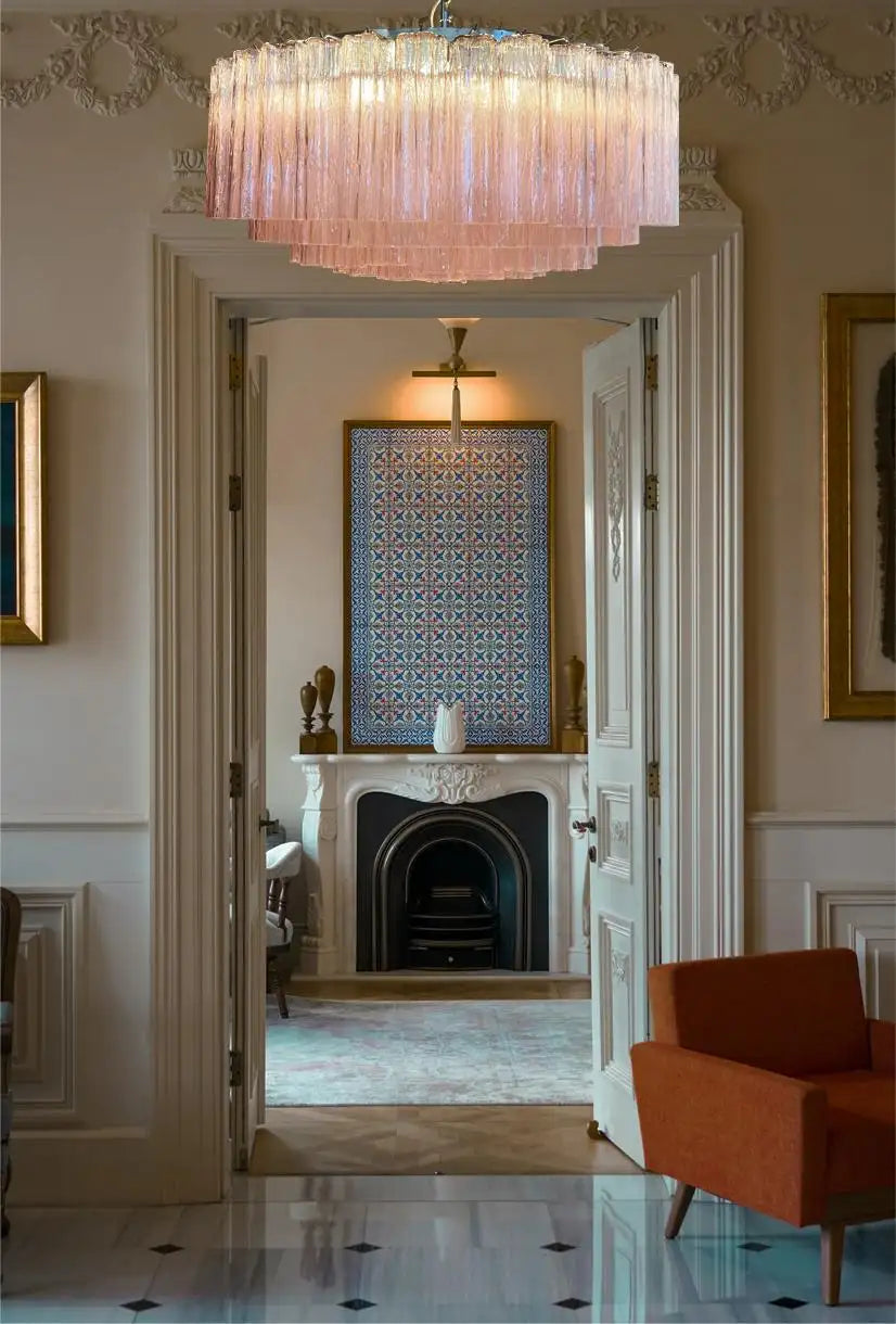 Pastel Art Pink Glass Chandeliers - 101 Tube