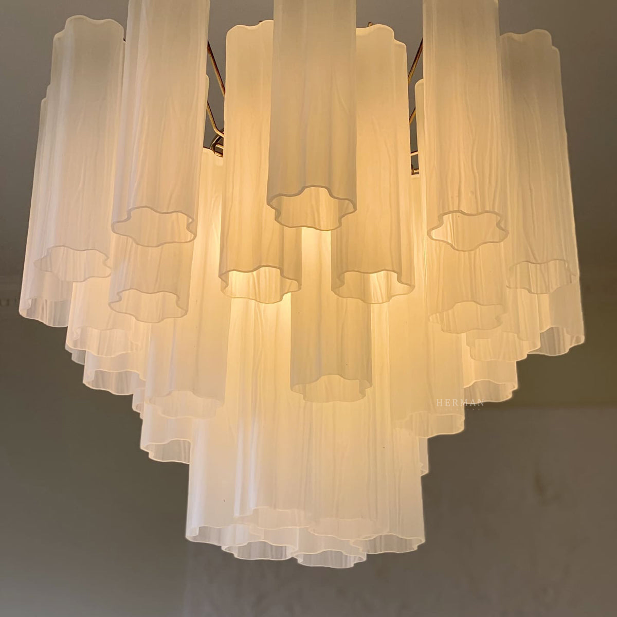 Pastel Art Matte white Glass Chandelier – 36 Tubes