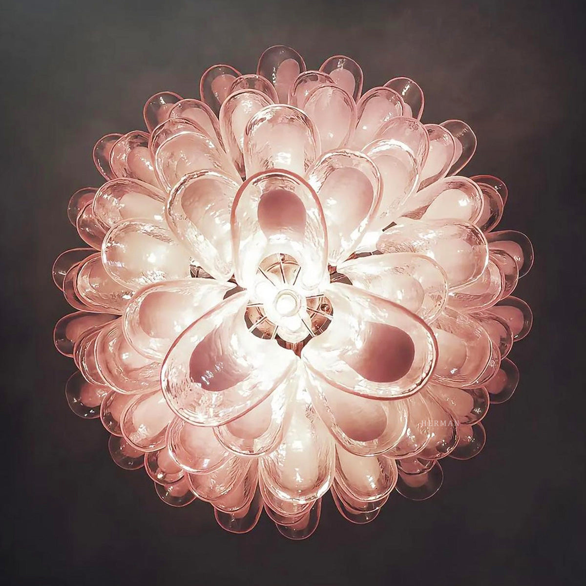 Anthesis Art Glass Chandelier – 52 petals – Pink