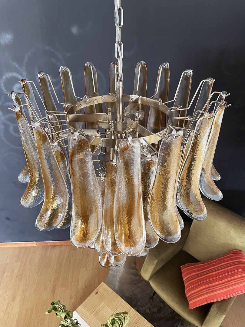 Anthesis Art Glass Chandelier – 52 petals – Amber