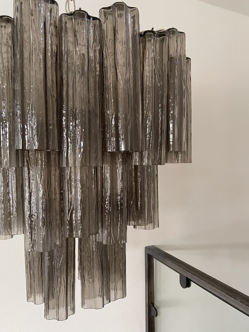 Pastel Art Smoked Glass Chandelier 25.5" – 48 Tubes