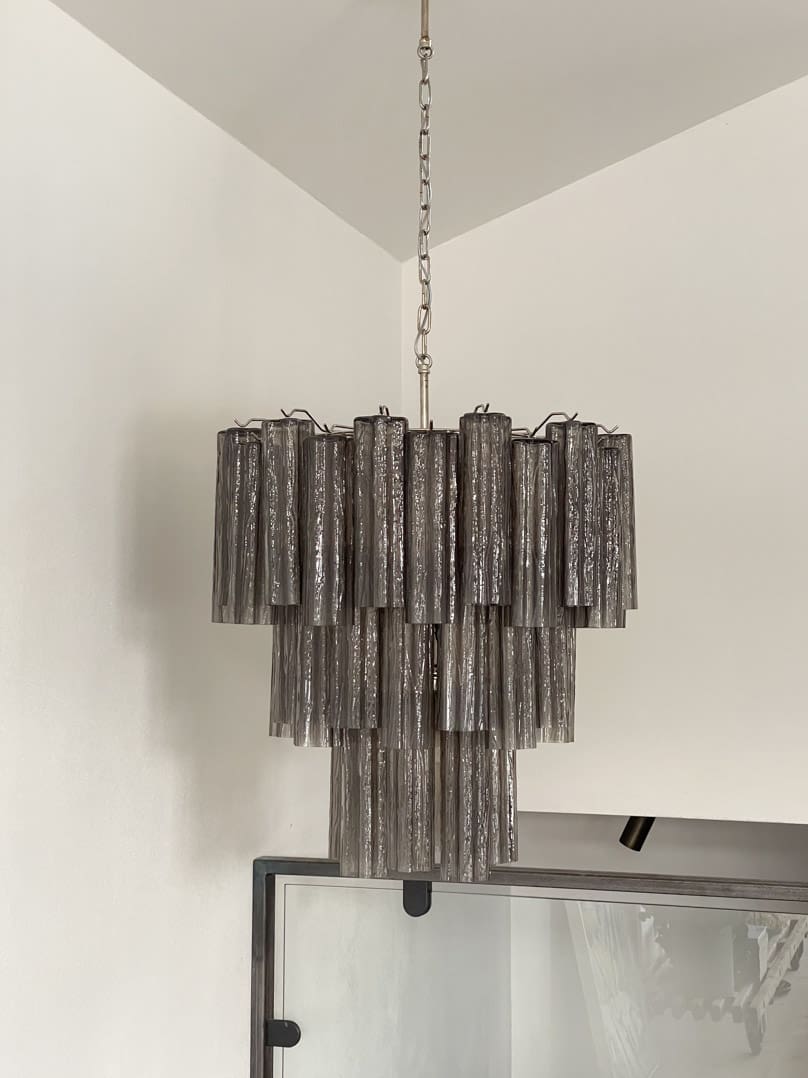 Pastel Art Smoked Glass Chandelier 25.5" – 48 Tubes