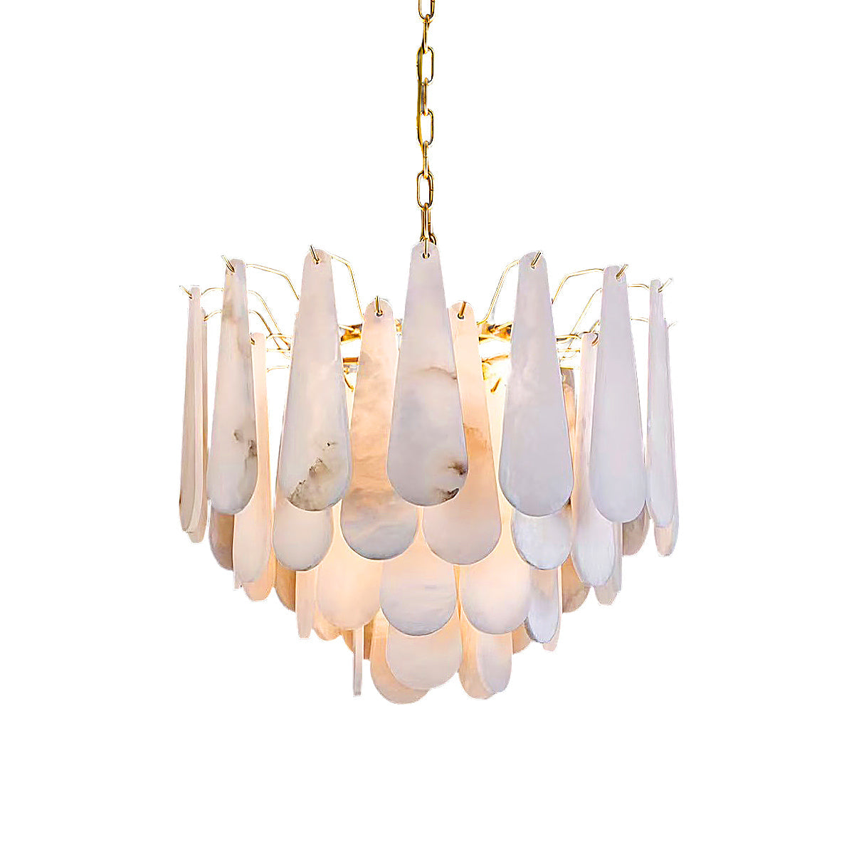 Alabaster Feathery Chandelier 21.7" D 31.5" D