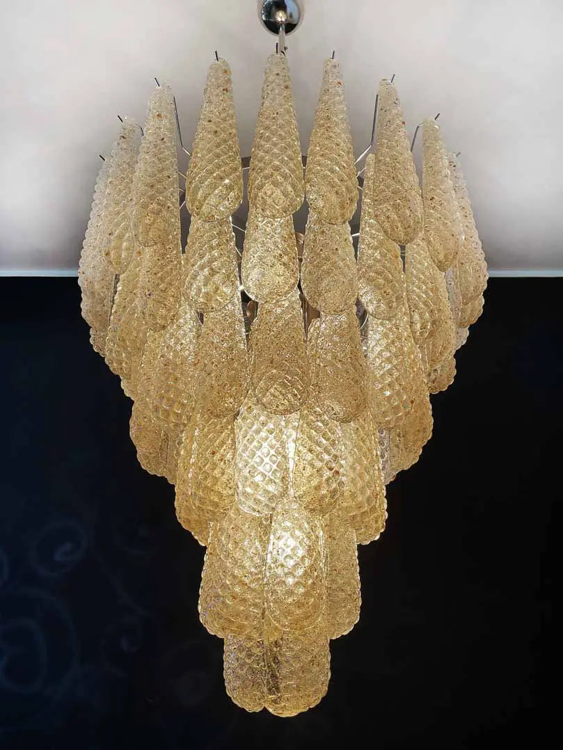 Pluvia Art Amber Glass Chandelier – 75 Glasses